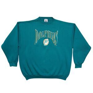 Miami Dolphins NFL Logo-7 Inc. Vintage 90s Teal Embroidered Pullover Mens XL